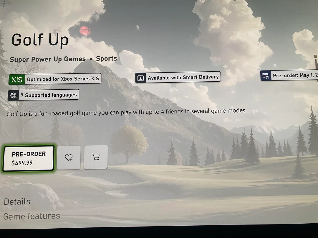 Golf Up từng được niêm yết giá 500 USD trên Xbox