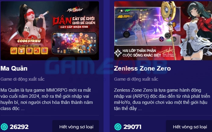 Ở hạng mục Game di động xuất sắc, màn rượt đuổi giữa Ma Quân và Zenless Zone Zero vô cùng kịch tính