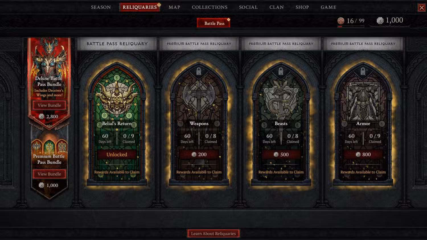 Các "Reliquaries" trong Battle Pass mới